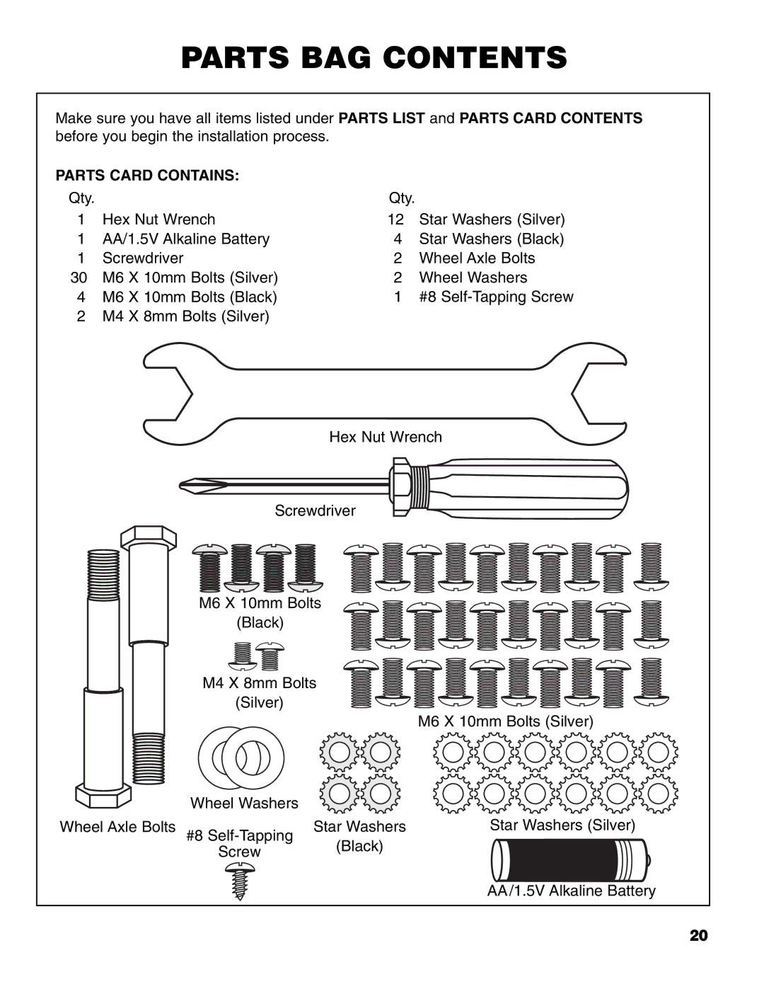 Brinkmann 4 Burner Gas Grill Grill owner manual Parts BAG Contents 