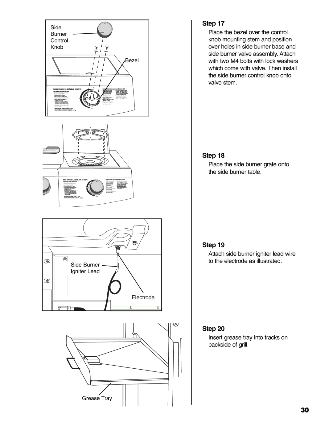 Brinkmann 4 Burner Gas Grill Grill owner manual Place the side burner grate onto the side burner table 