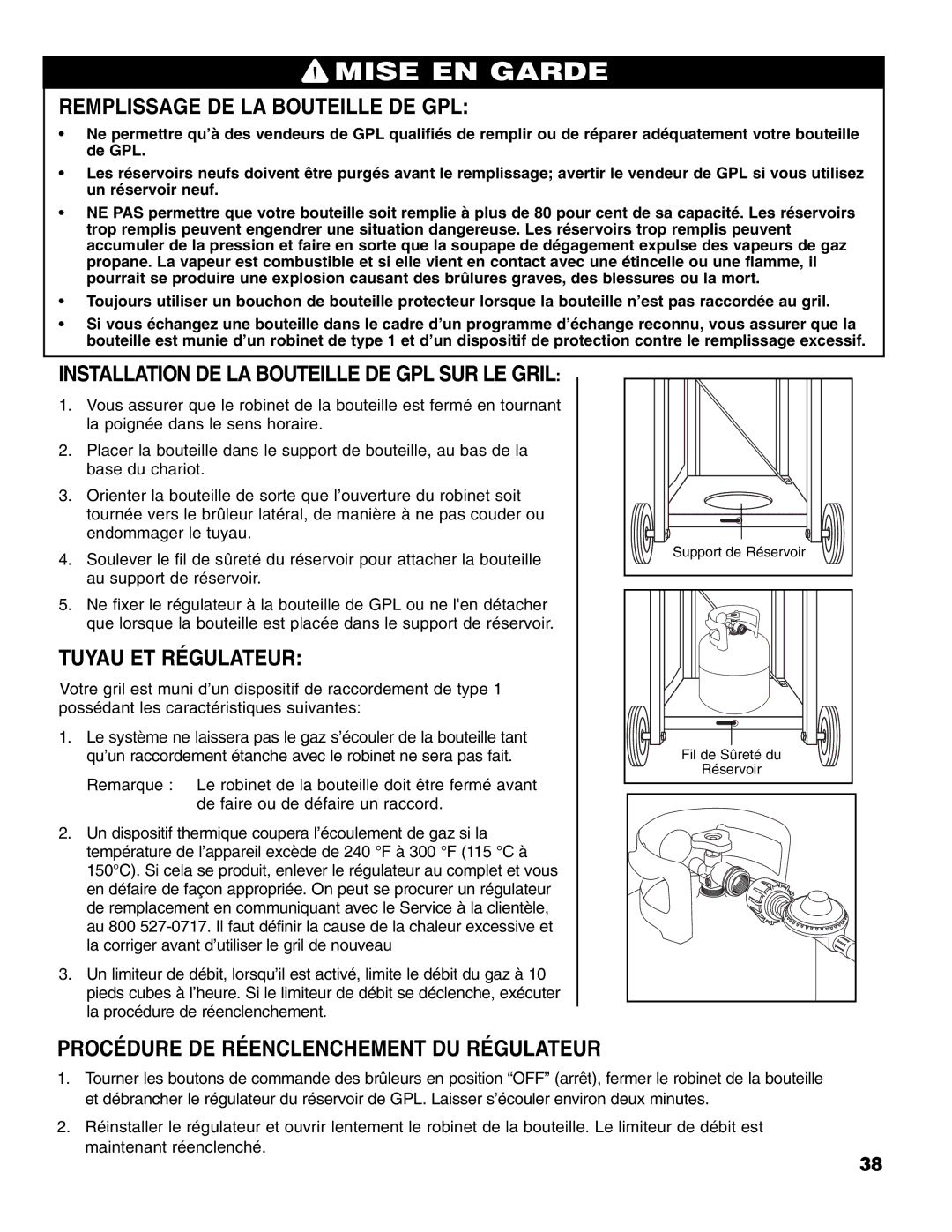 Brinkmann 4 Burner Gas Grill Grill Remplissage DE LA Bouteille DE GPL, Installation DE LA Bouteille DE GPL SUR LE Gril 