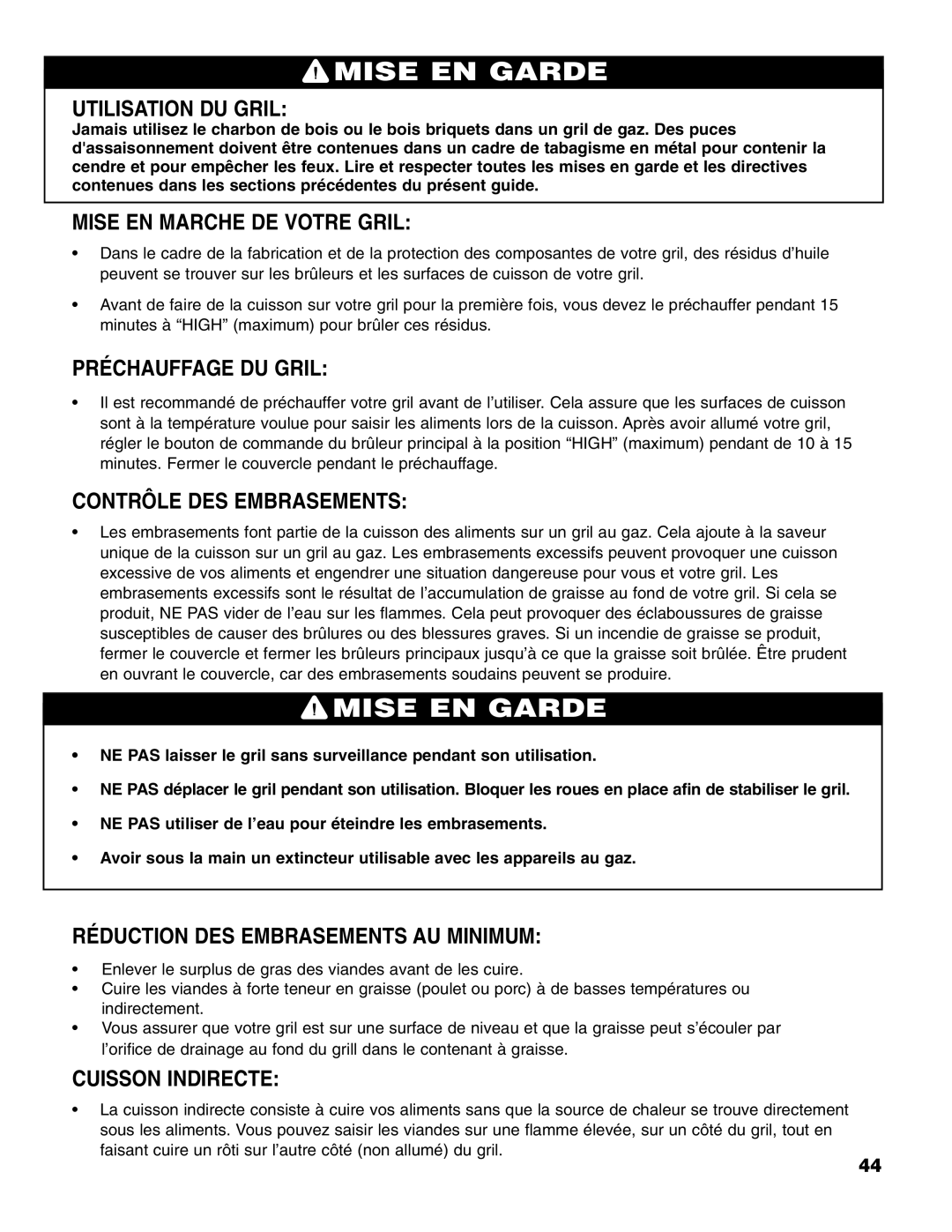 Brinkmann 4 Burner Gas Grill Grill owner manual Utilisation DU Gril, Mise EN Marche DE Votre Gril, Préchauffage DU Gril 