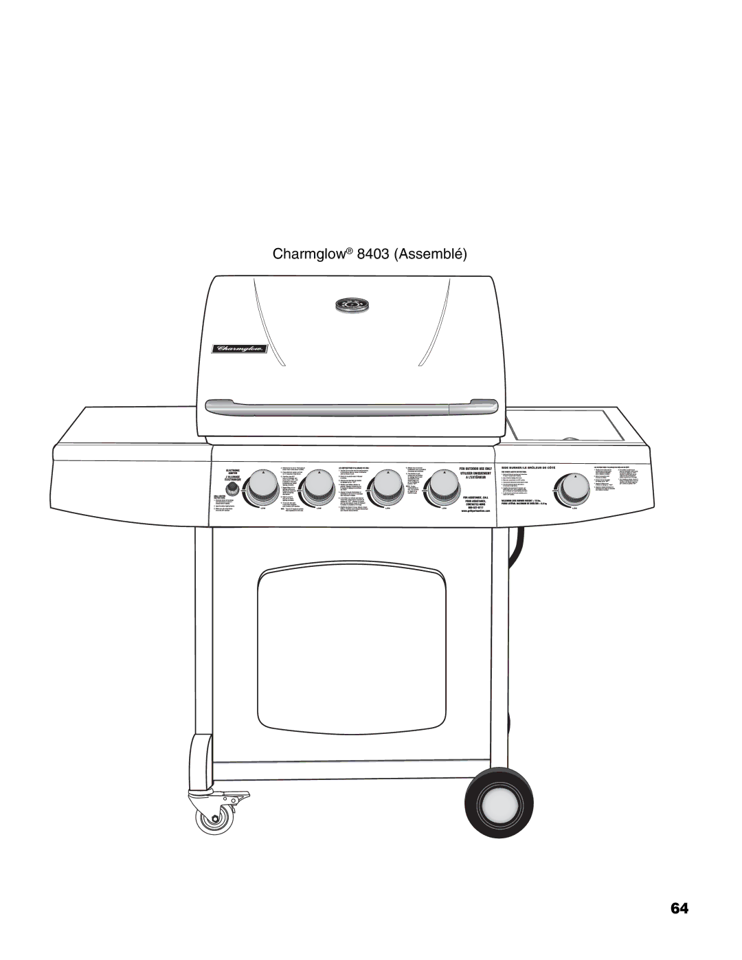 Brinkmann 4 Burner Gas Grill Grill owner manual Charmglow 8403 Assemblé 