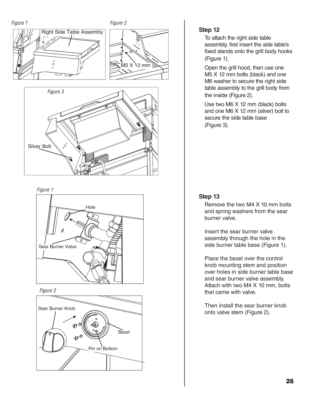 Brinkmann 200, 400, 600, 500, 300, 100 owner manual Right Side Table Assembly M5 X 12 mm Silver Bolt 