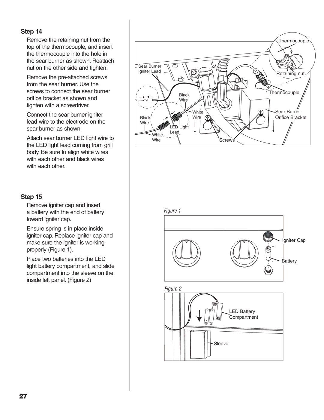 Brinkmann 300, 400, 600, 500, 200, 100 owner manual LED Battery 