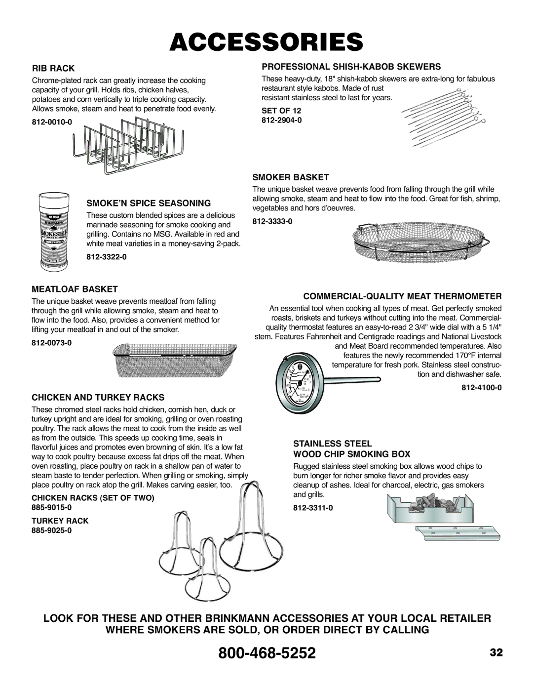 Brinkmann 4415 owner manual Accessories 