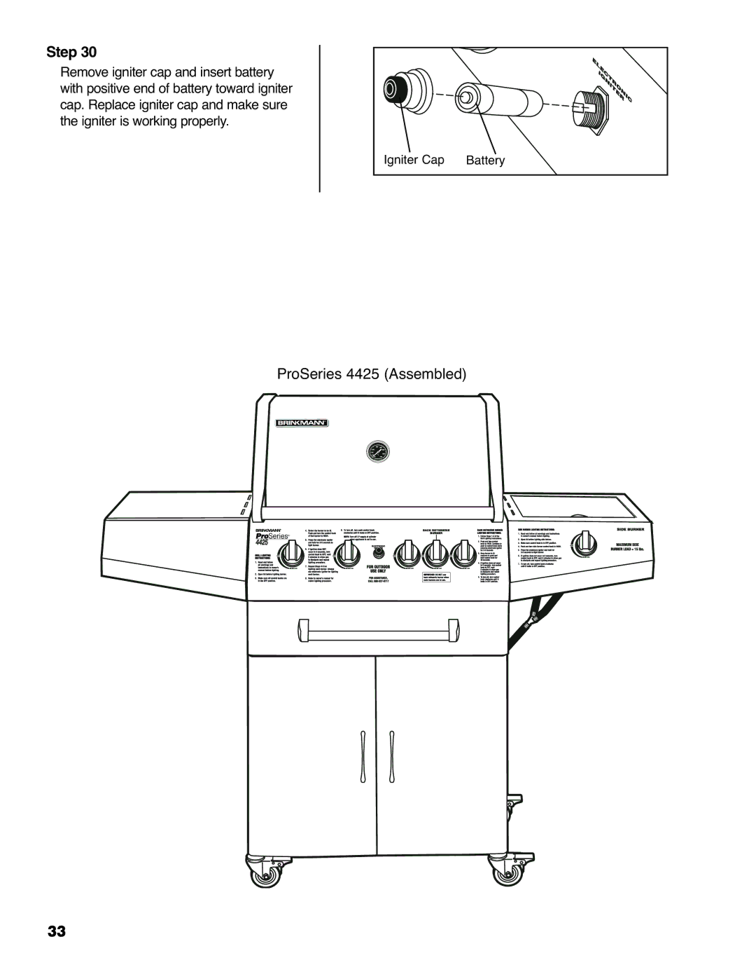 Brinkmann owner manual ProSeries 4425 Assembled 