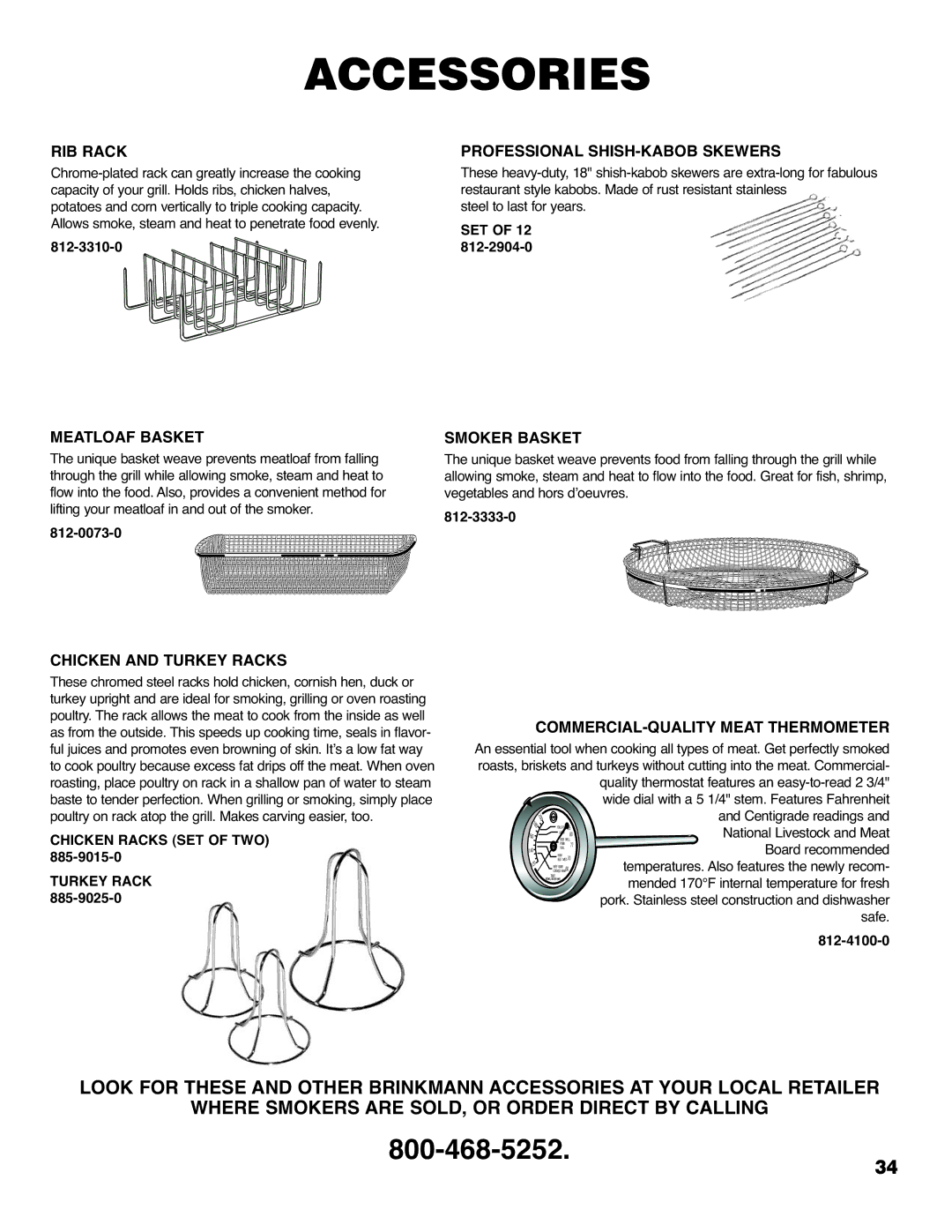 Brinkmann 4425 owner manual Accessories 