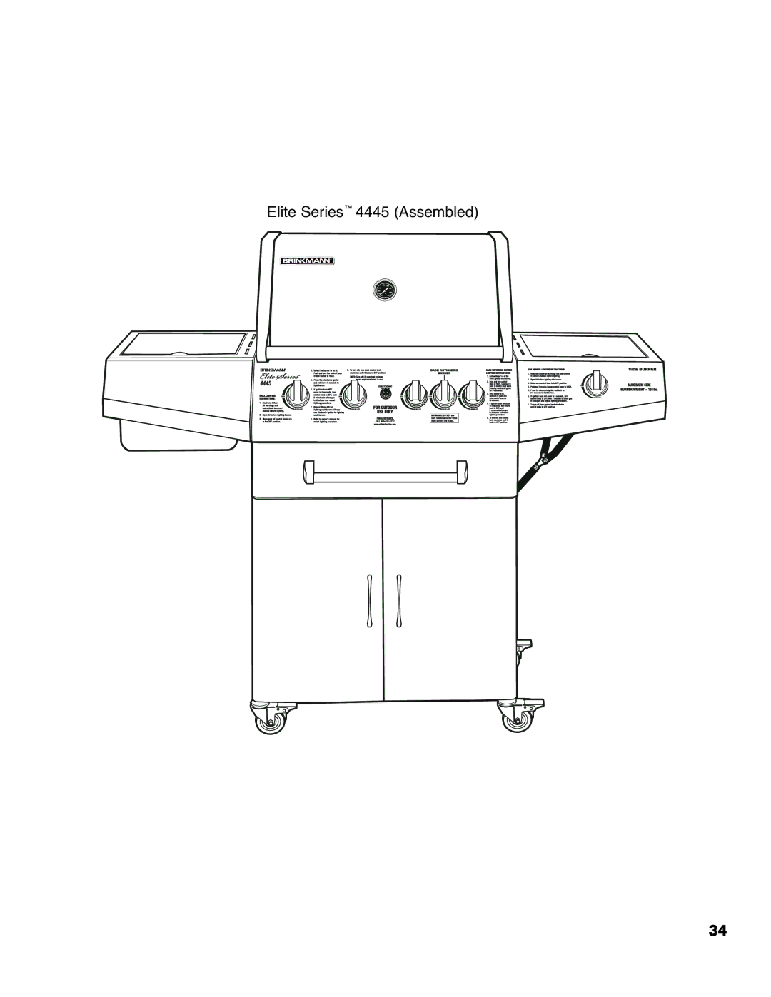 Brinkmann owner manual Elite Series 4445 Assembled 