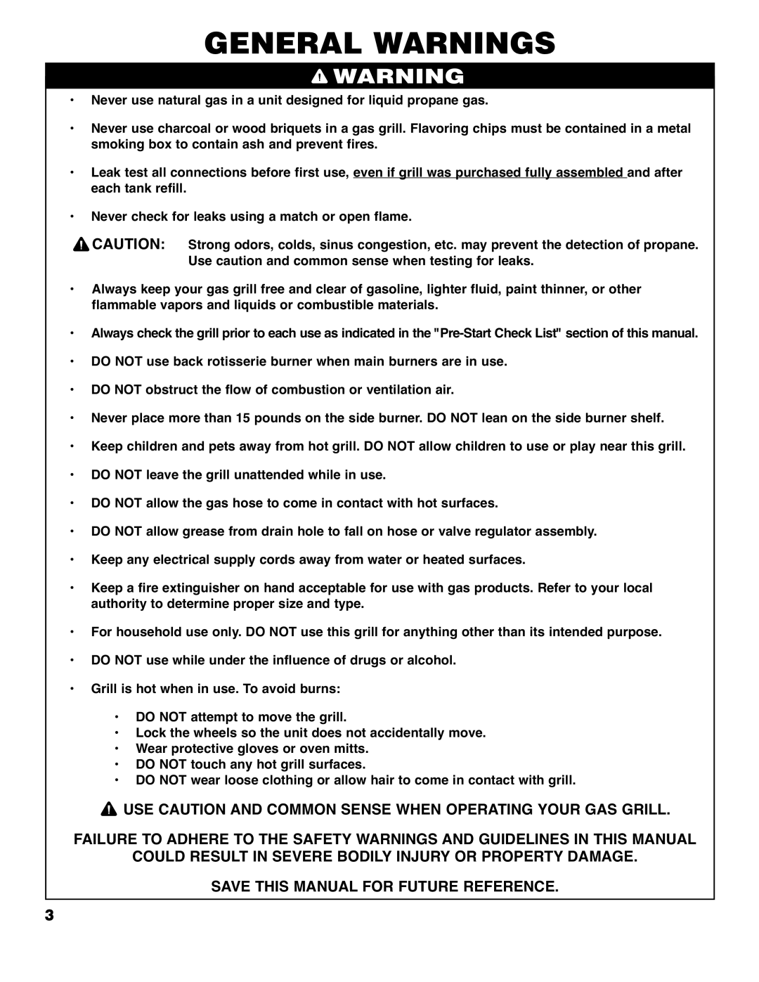 Brinkmann 4445 owner manual General Warnings 