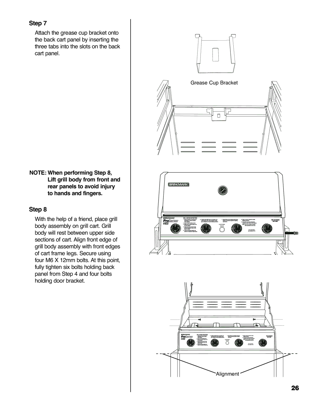 Brinkmann 4655 owner manual Alignment 