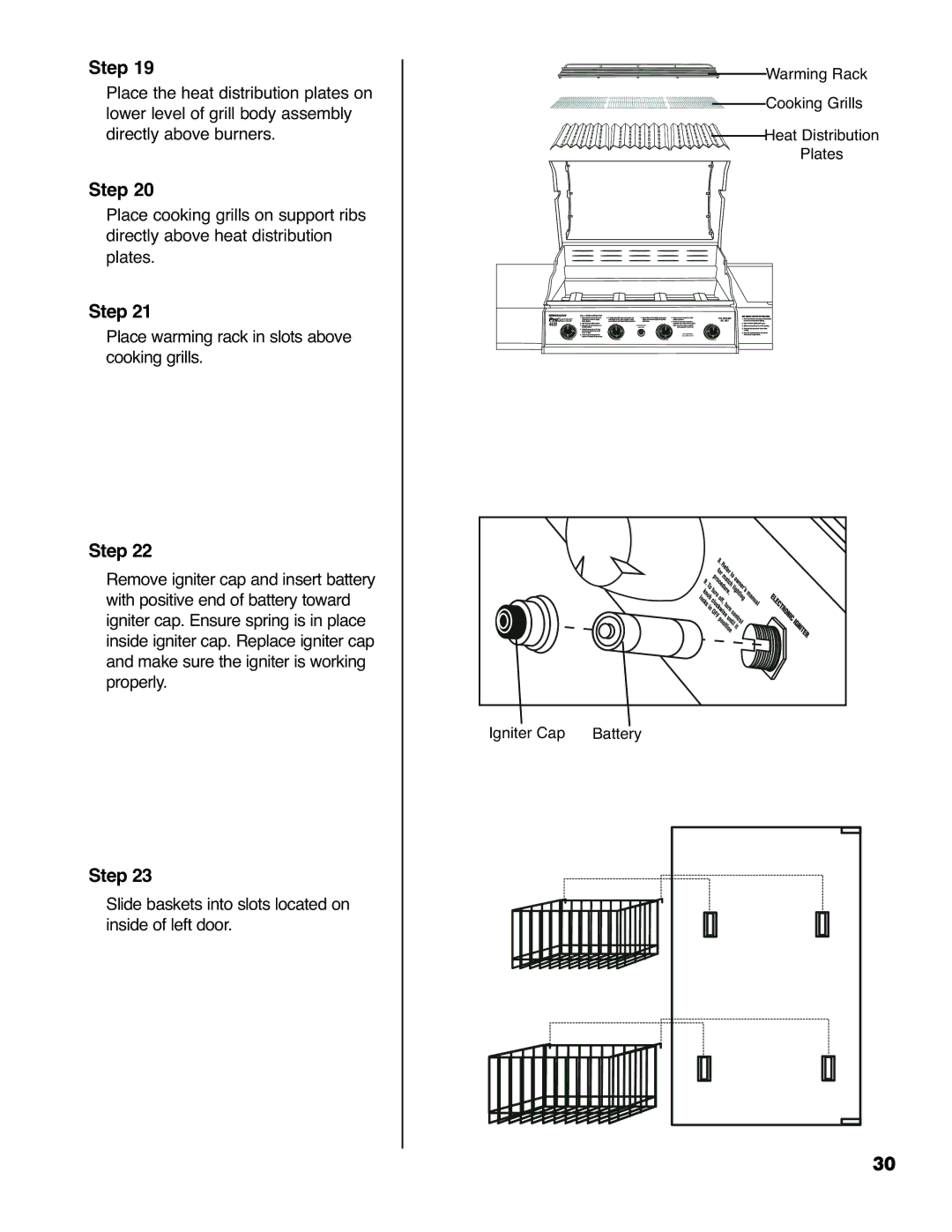 Brinkmann 4655 owner manual Place warming rack in slots above cooking grills 