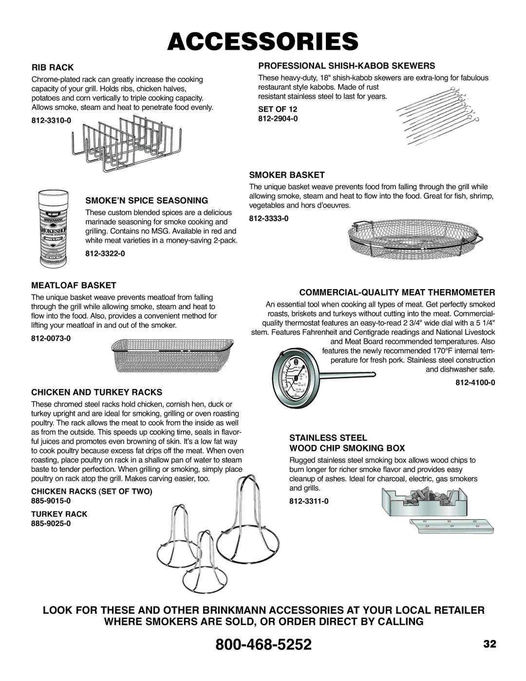 Brinkmann 4655 owner manual Accessories 