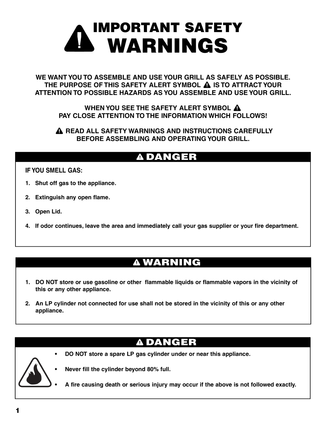 Brinkmann 4675 owner manual Important Safety 