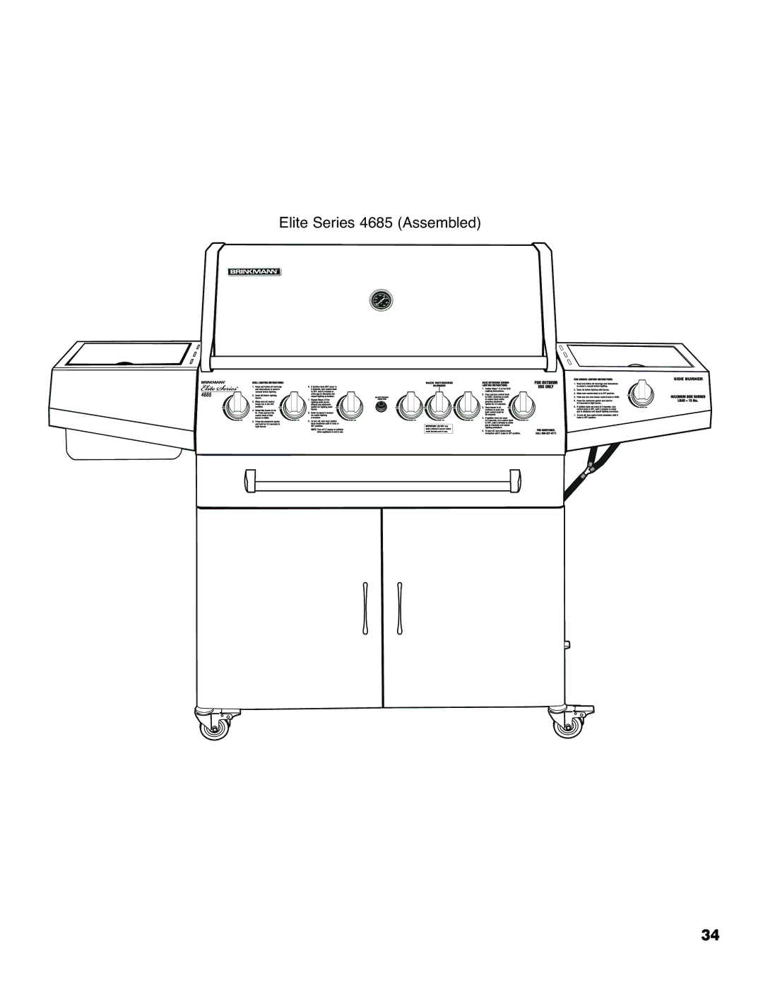 Brinkmann owner manual Elite Series 4685 Assembled 