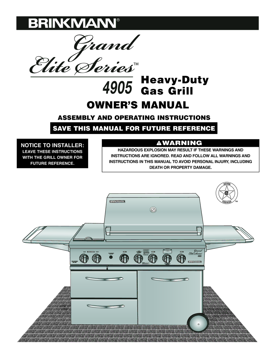 Brinkmann 4905 owner manual Heavy-Duty Gas Grill 