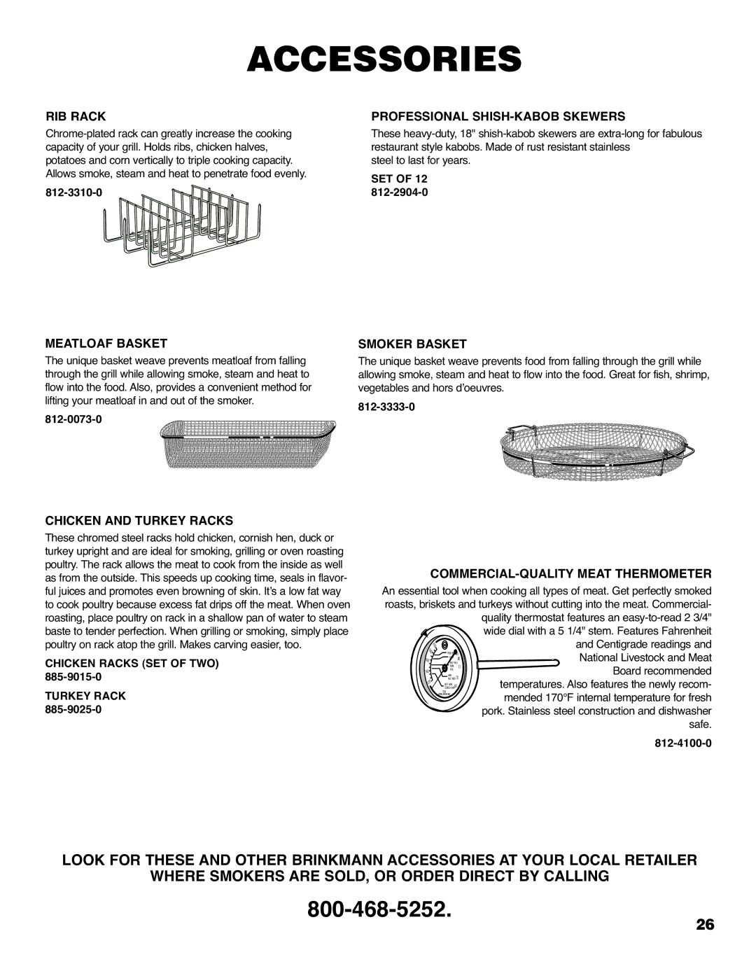 Brinkmann 4905 owner manual Accessories 