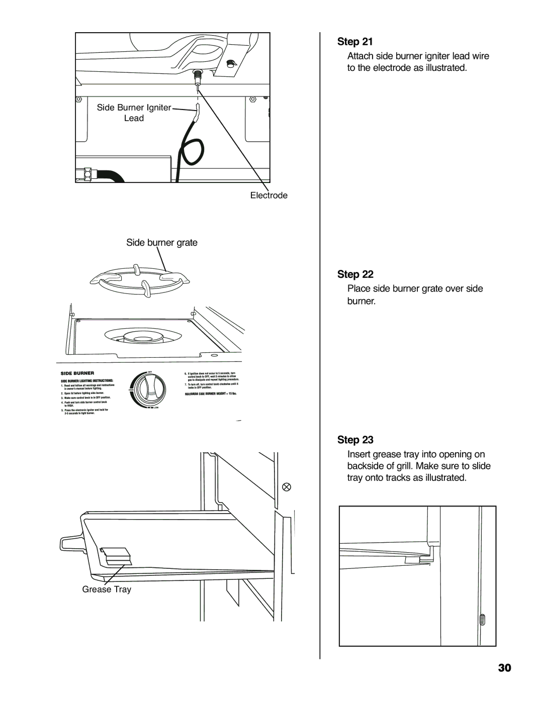 Brinkmann 6330 owner manual Side burner grate 