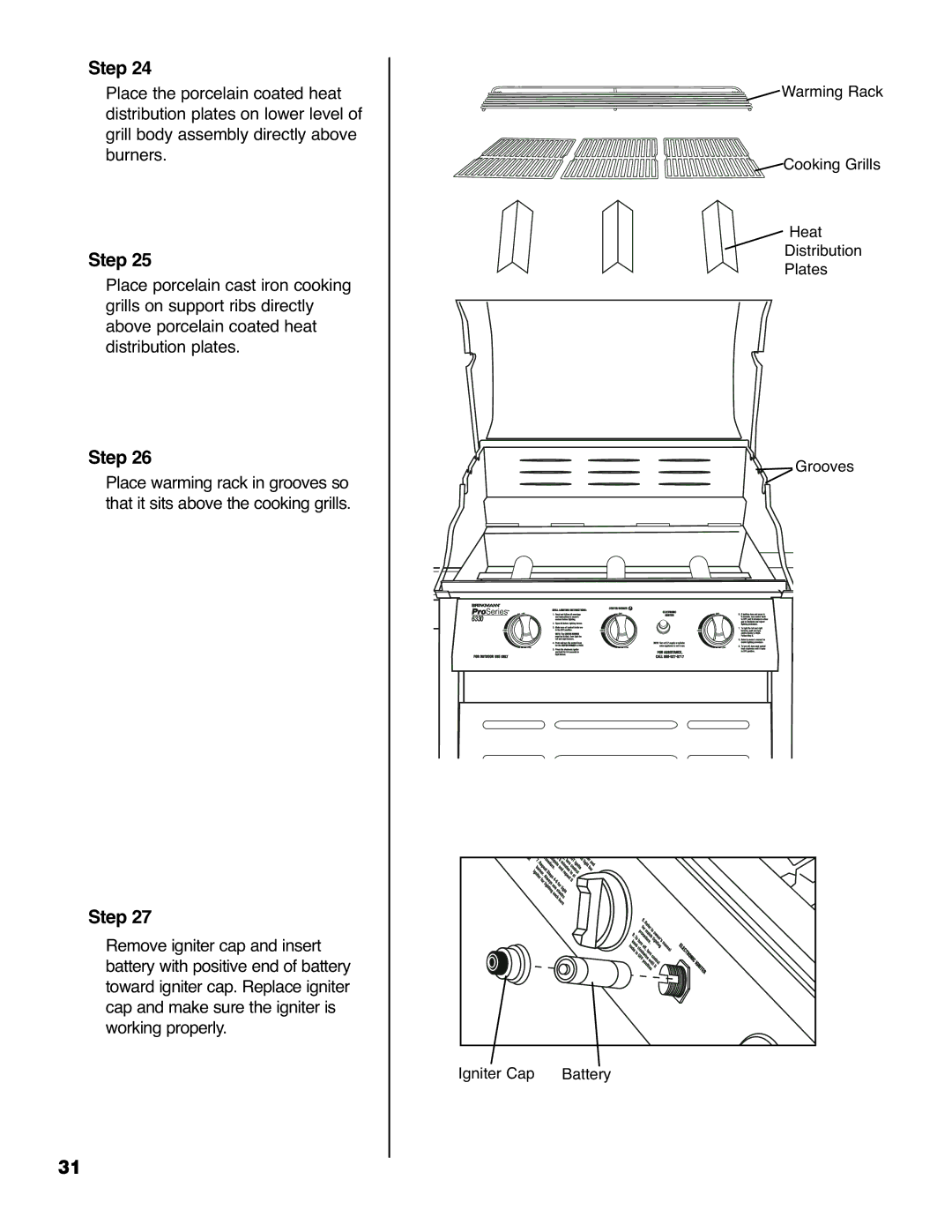 Brinkmann 6330 owner manual Igniter Cap Battery 