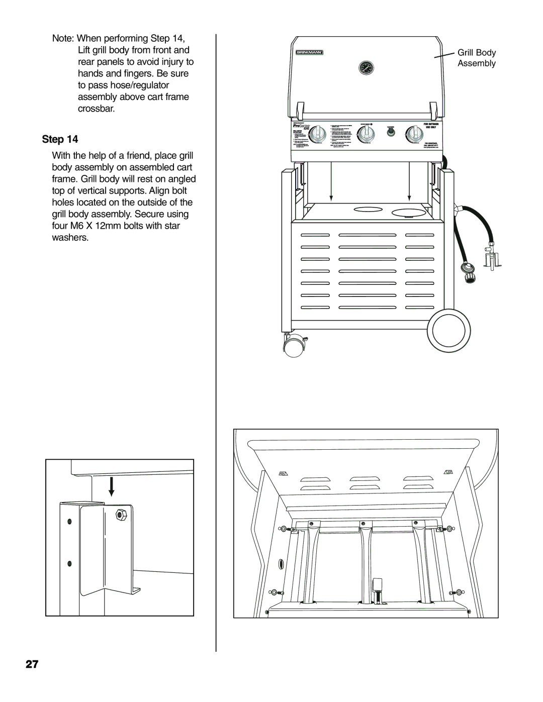 Brinkmann 6345 Series owner manual Grill Body Assembly 