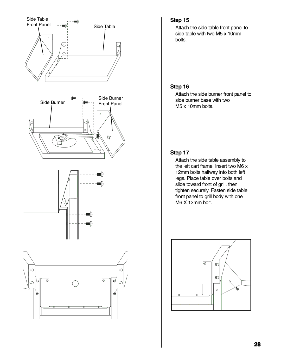 Brinkmann 6345 Series owner manual Side Table Front Panel Side Burner 