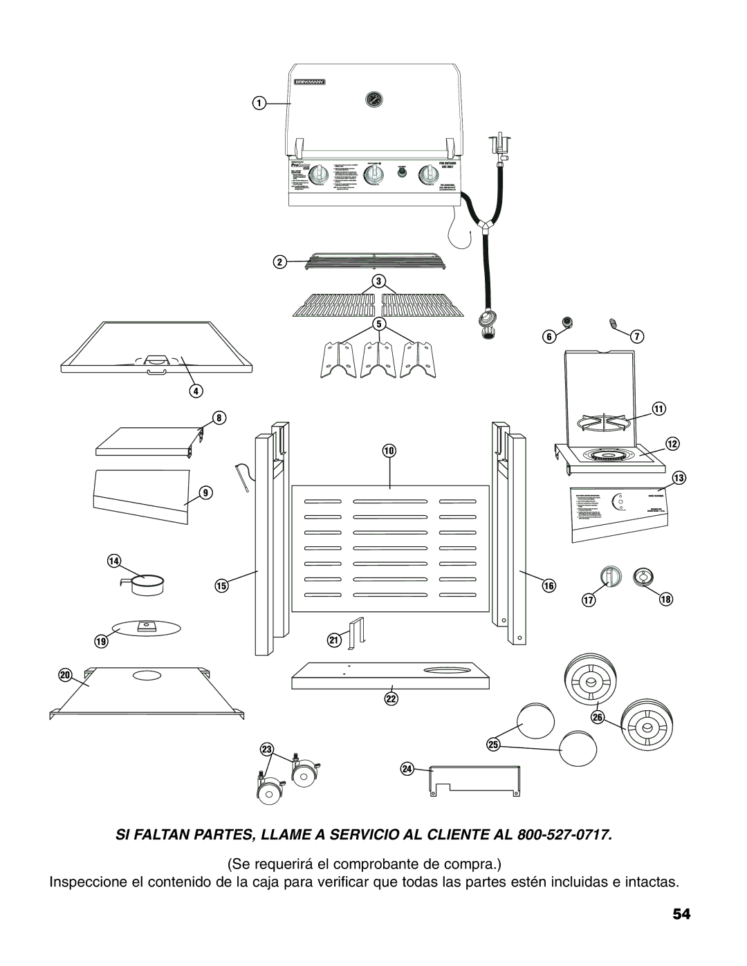 Brinkmann 6345 Series owner manual SI Faltan PARTES, Llame a Servicio AL Cliente AL 