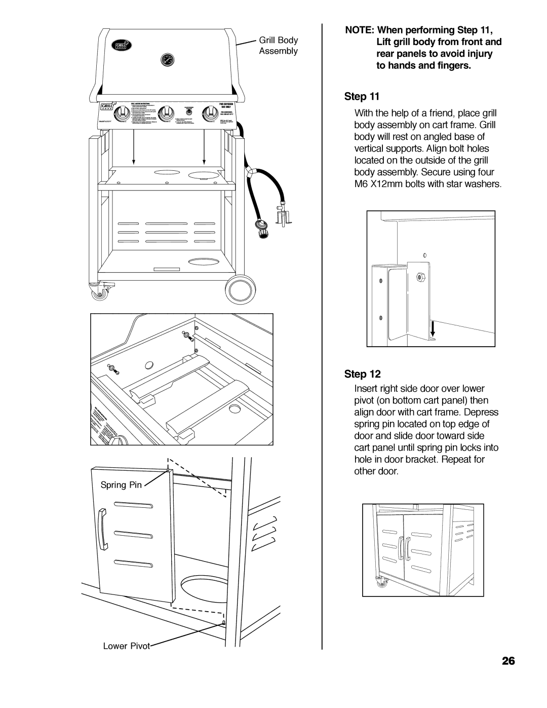 Brinkmann 6355-T owner manual Grill Body Assembly Spring Pin Lower Pivot 