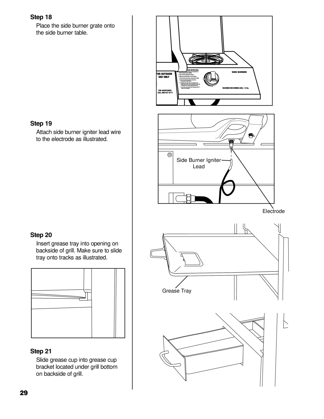 Brinkmann 6355-T owner manual Place the side burner grate onto the side burner table 