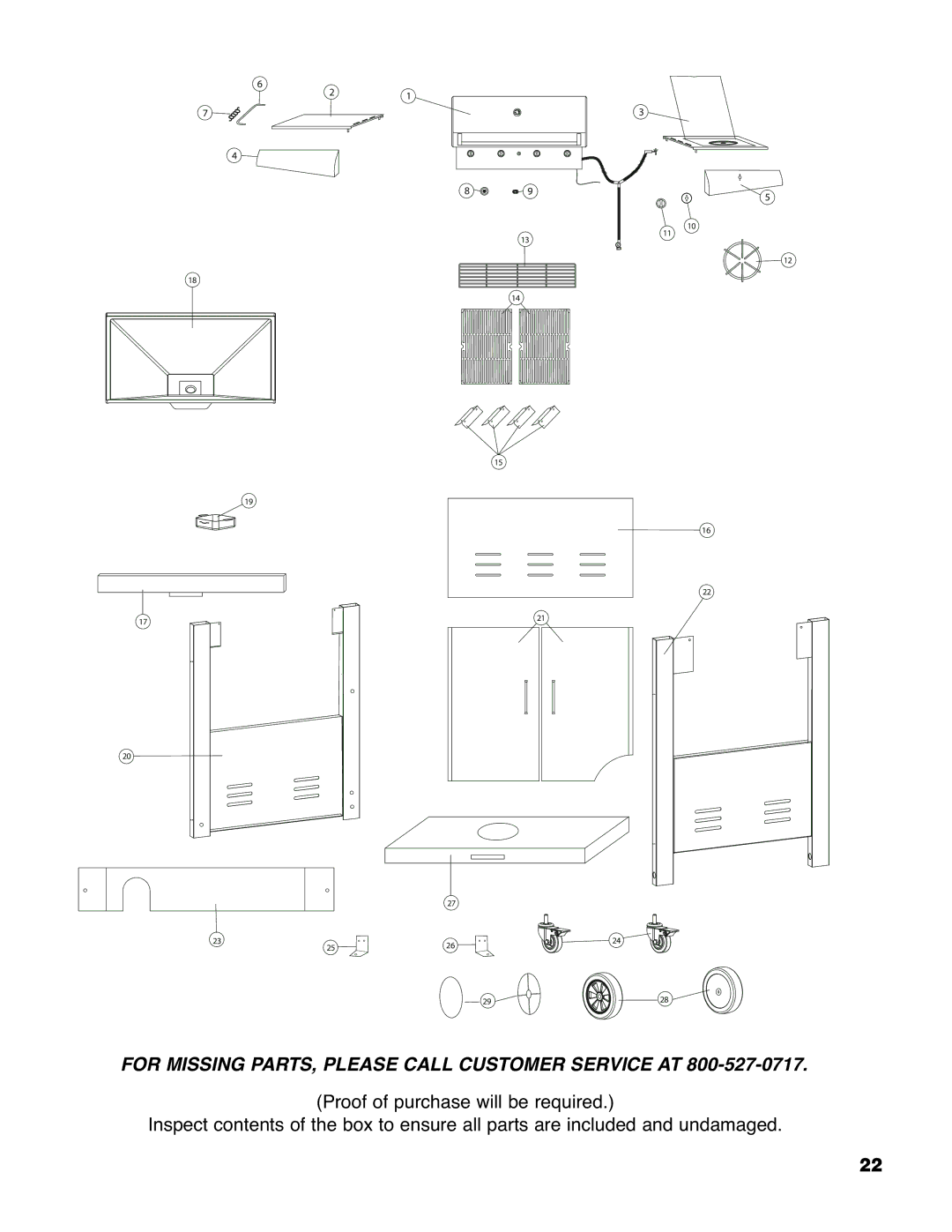 Brinkmann 6430 owner manual For Missing PARTS, Please Call Customer Service AT 