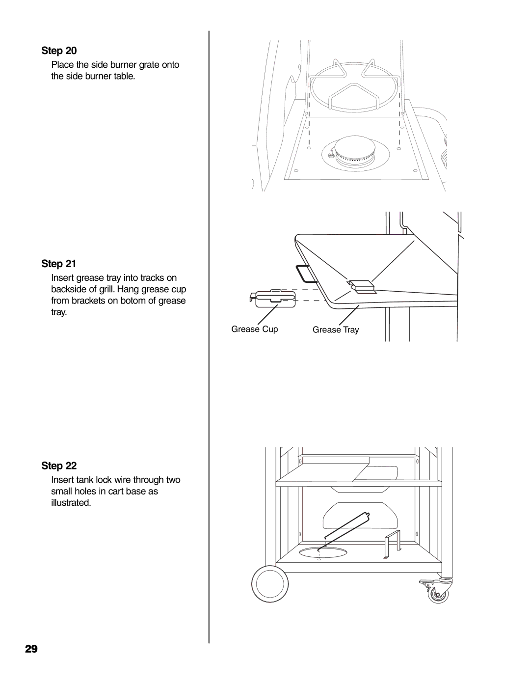 Brinkmann 7231 Series owner manual Place the side burner grate onto the side burner table 