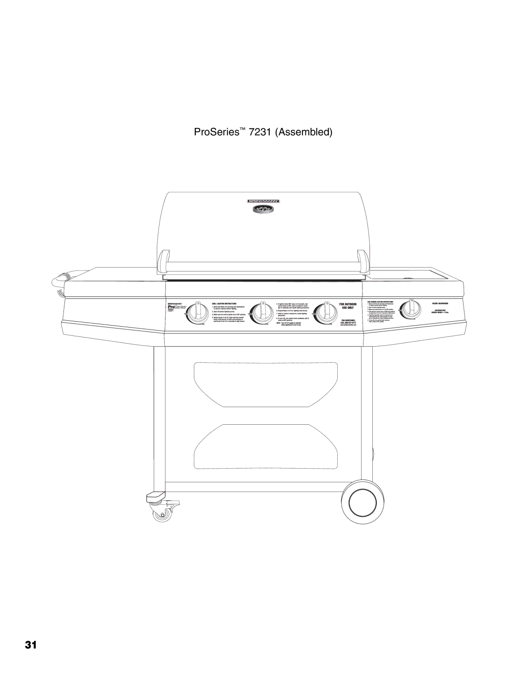 Brinkmann 7231 Series owner manual ProSeries 7231 Assembled 