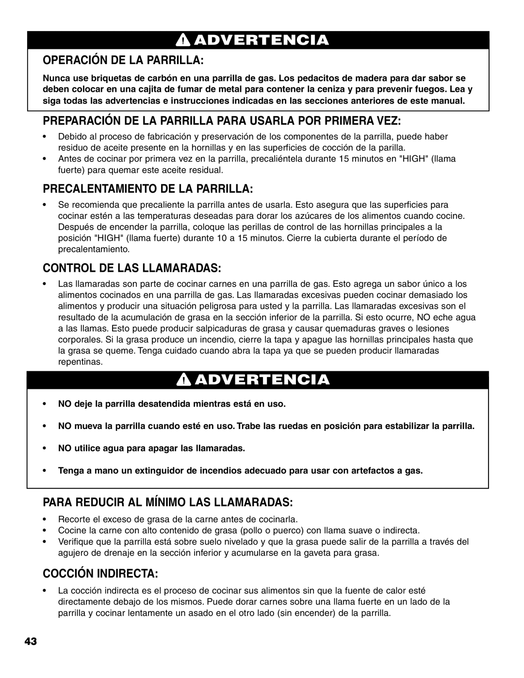 Brinkmann 7231 Series Operación DE LA Parrilla, Preparación DE LA Parrilla Para Usarla POR Primera VEZ, Cocción Indirecta 