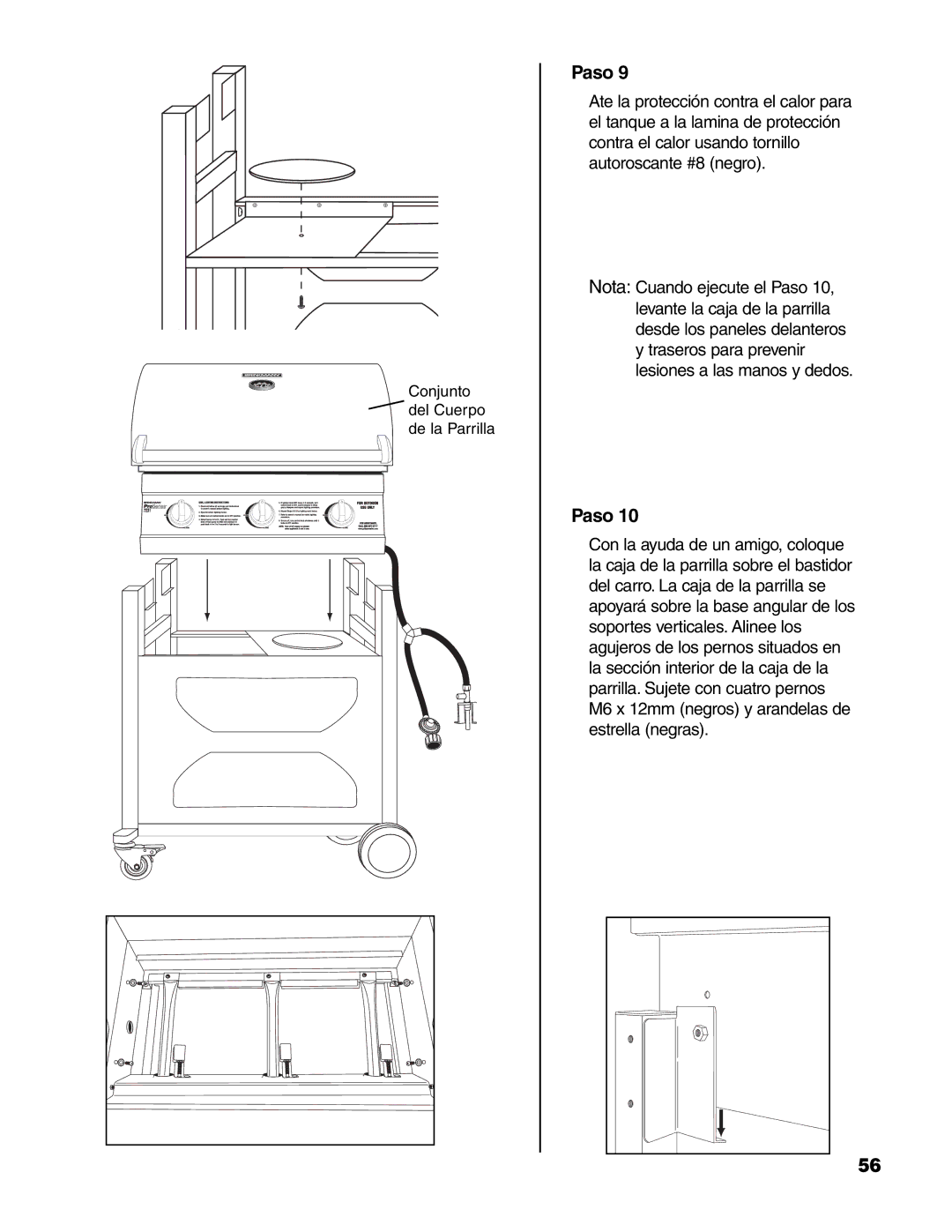 Brinkmann 7231 Series owner manual M6 x 12mm negros y arandelas de estrella negras 