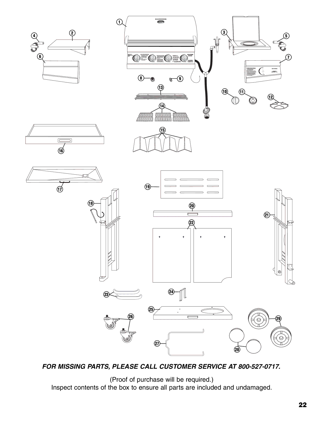 Brinkmann 7341 owner manual For Missing PARTS, Please Call Customer Service AT 