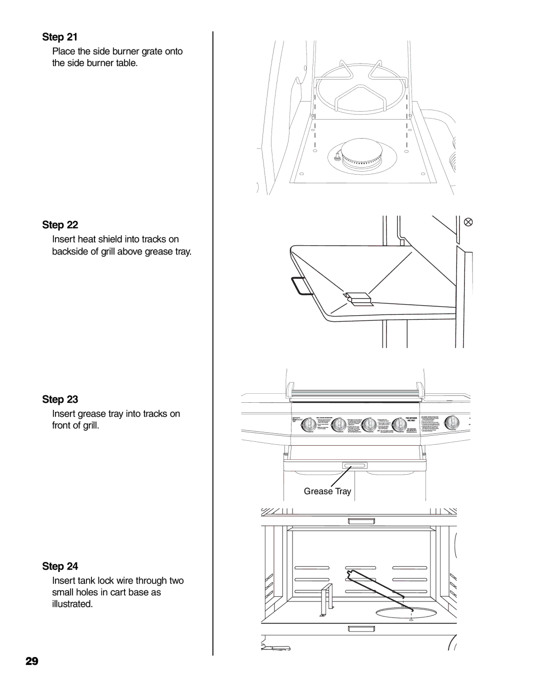 Brinkmann 7341 owner manual Place the side burner grate onto the side burner table 