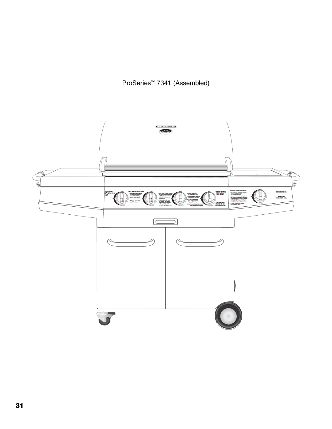 Brinkmann owner manual ProSeries 7341 Assembled 