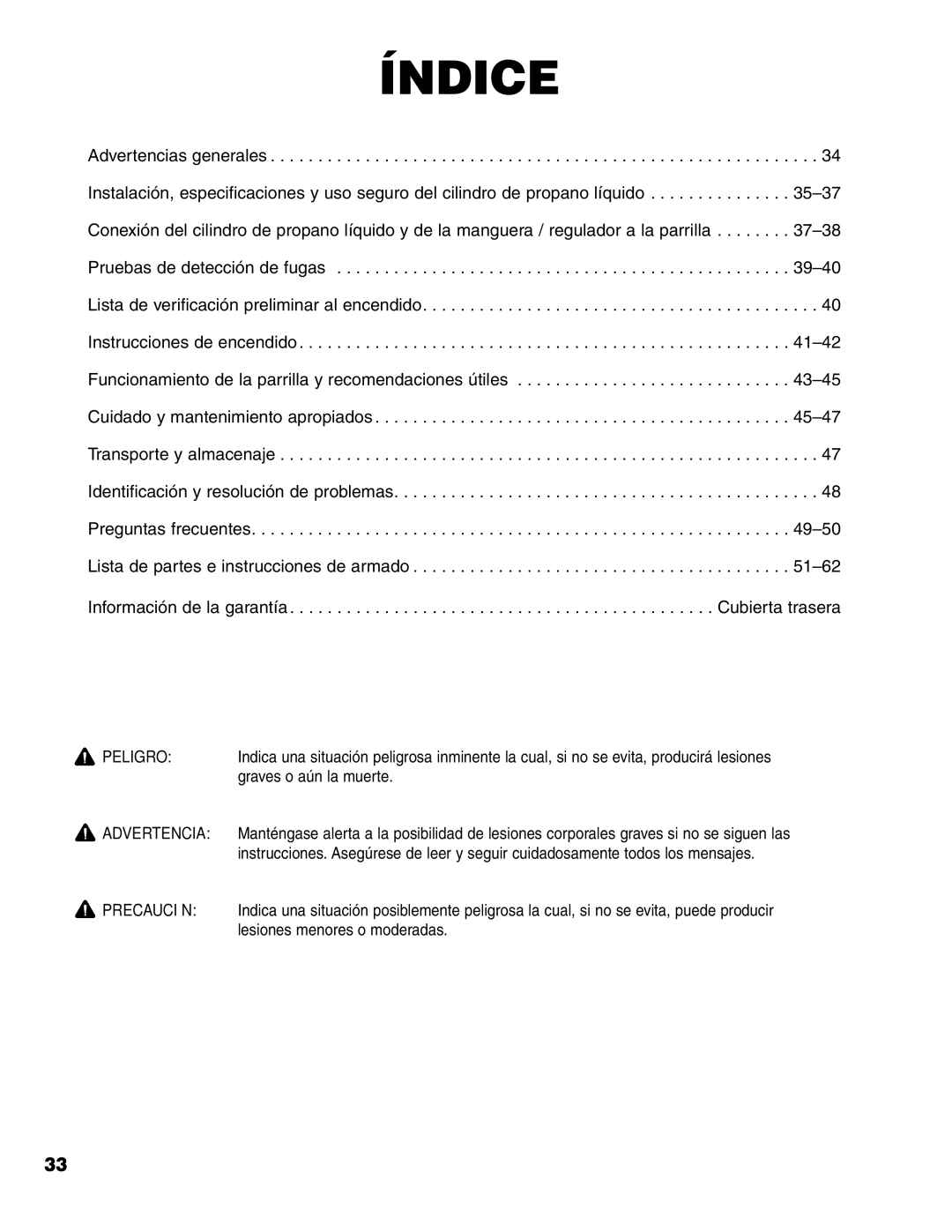 Brinkmann 7341 owner manual Índice 