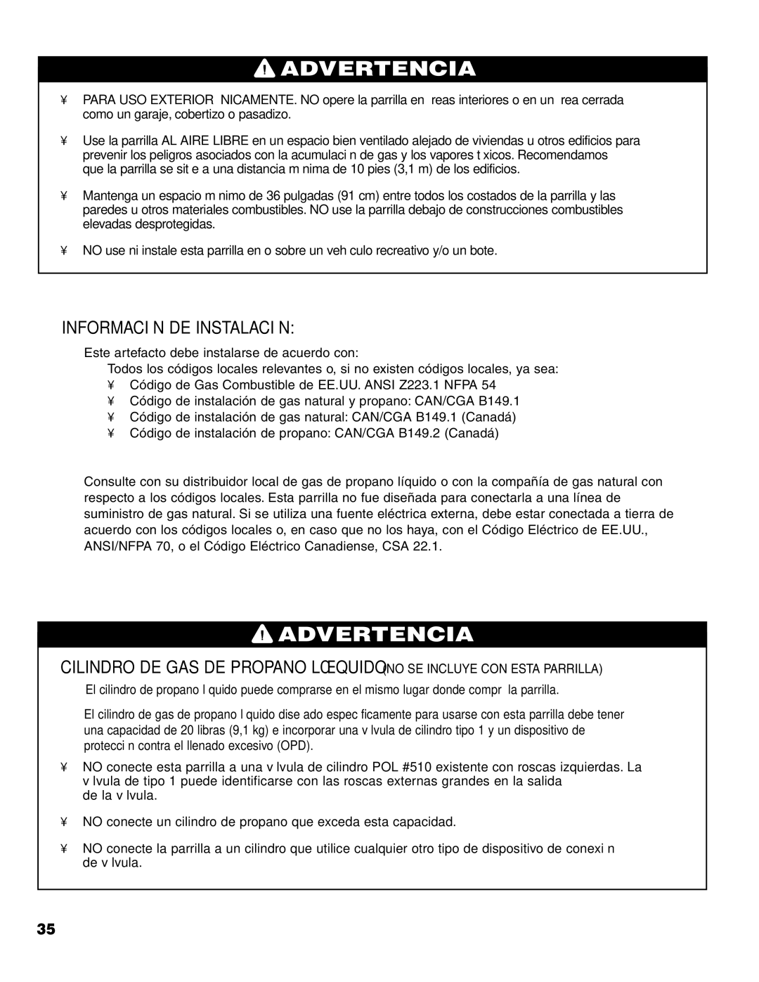 Brinkmann 7341 owner manual Información DE Instalación 