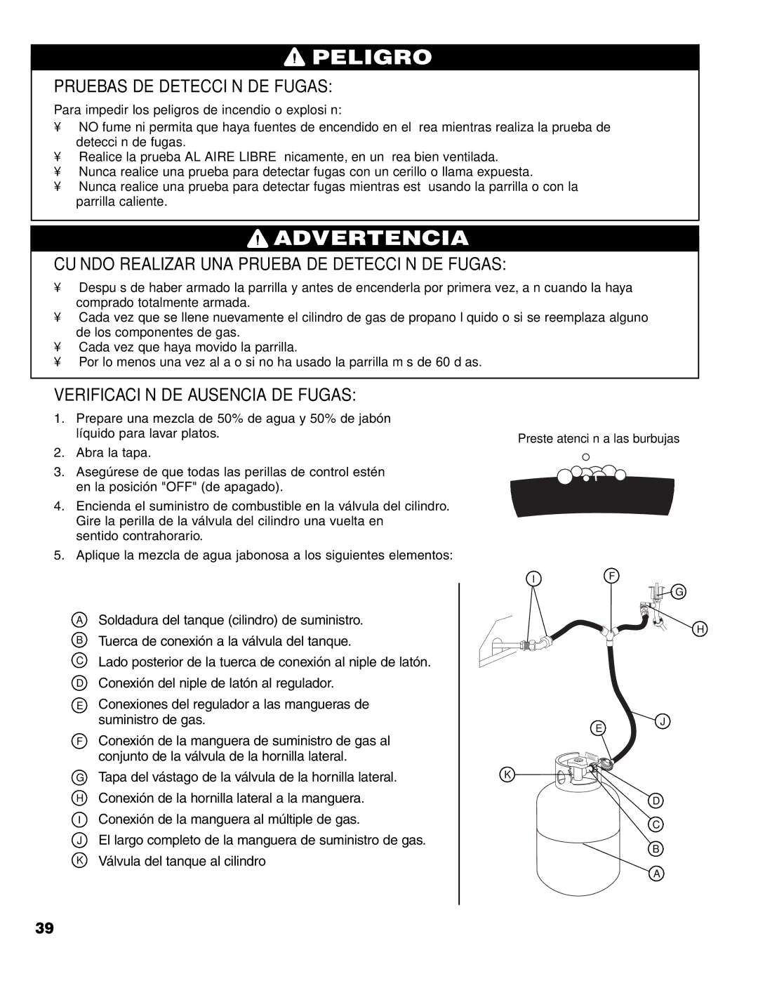 Brinkmann 7341 owner manual Pruebas DE Detección DE Fugas, Cuándo Realizar UNA Prueba DE Detección DE Fugas 