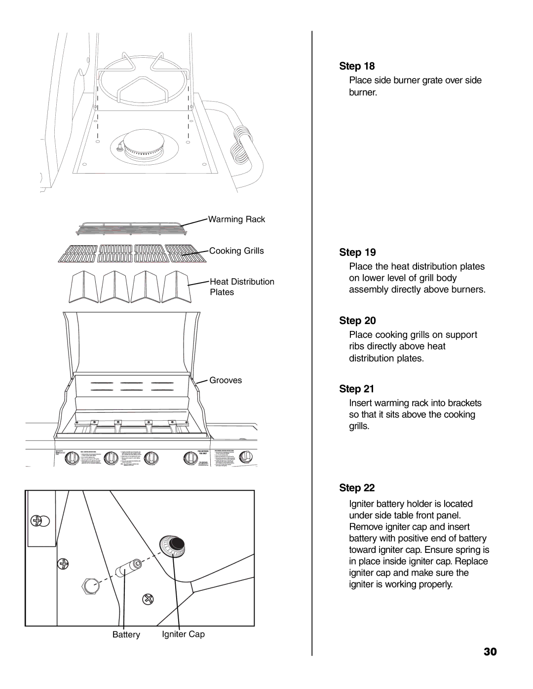 Brinkmann 7541 Series owner manual Place side burner grate over side burner 