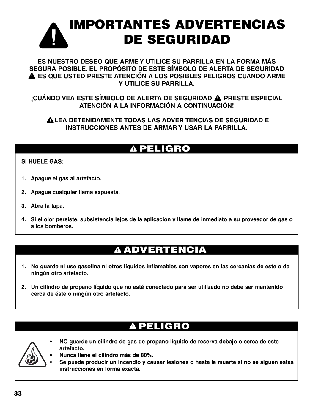 Brinkmann 7541 Series owner manual Importantes Advertencias DE Seguridad, Peligro 