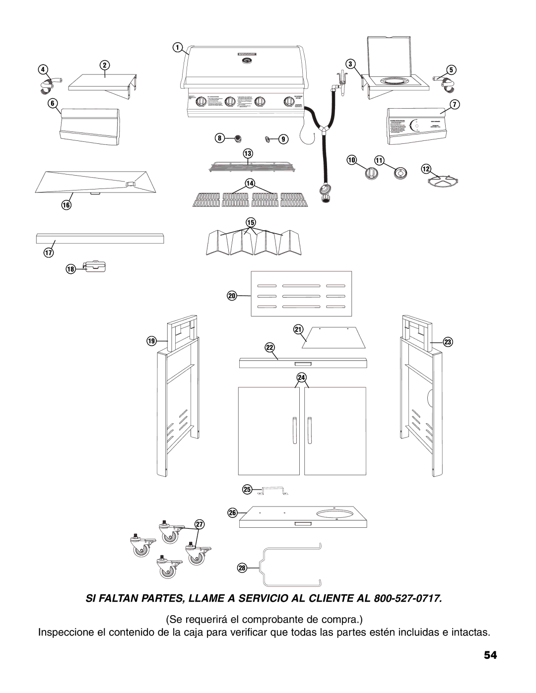 Brinkmann 7541 Series owner manual SI Faltan PARTES, Llame a Servicio AL Cliente AL 