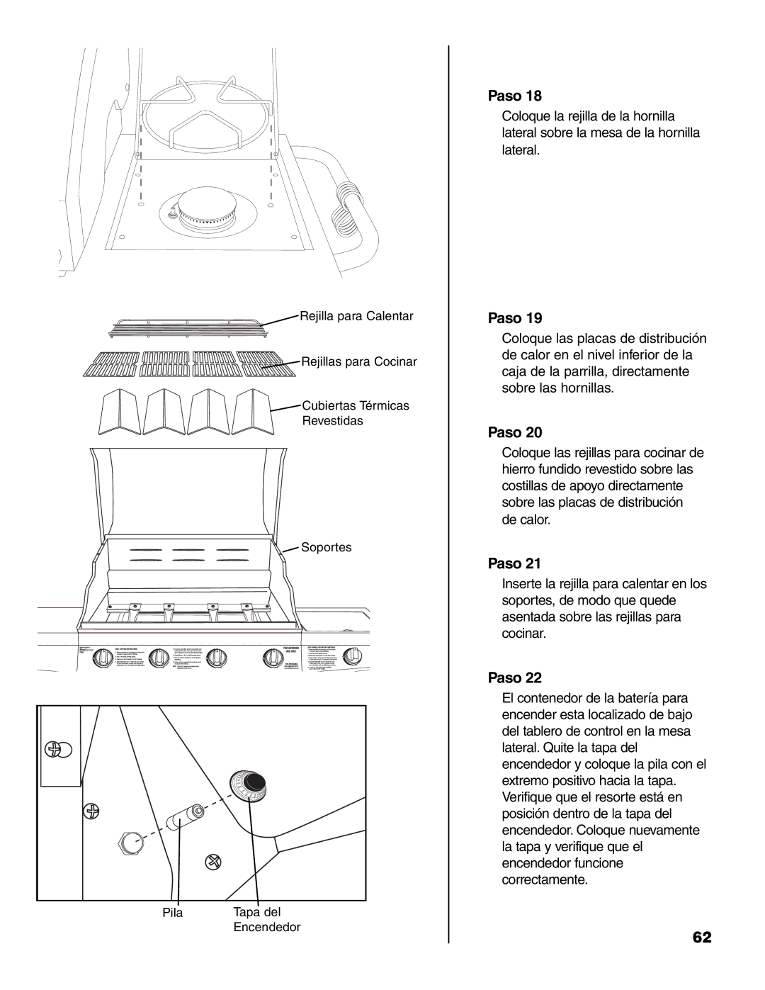 Brinkmann 7541 Series owner manual Rejilla para Calentar 