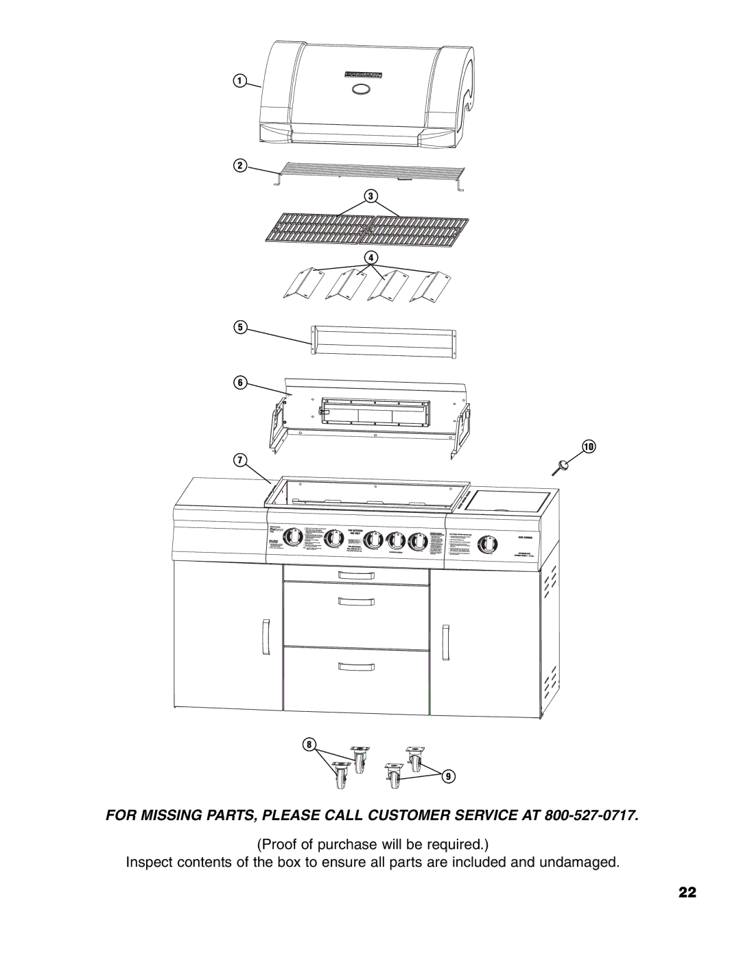 Brinkmann 7741 Series owner manual For Missing PARTS, Please Call Customer Service AT 