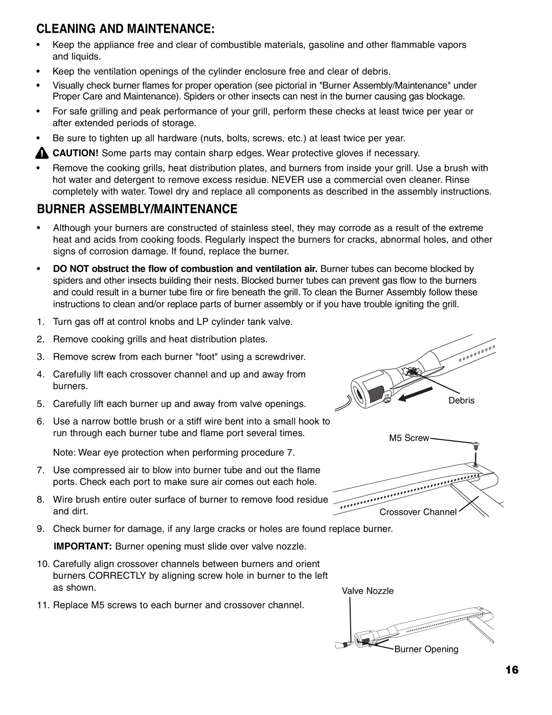 Brinkmann 7741 owner manual Cleaning and Maintenance, Burner ASSEMBLY/MAINTENANCE 