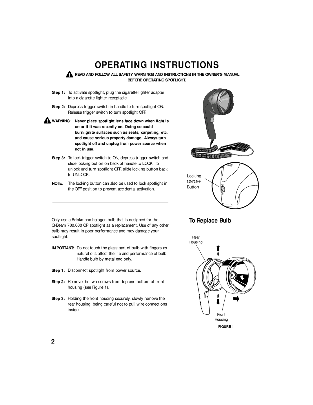 Brinkmann 802-1745-0 owner manual Operating Instructions, Step 