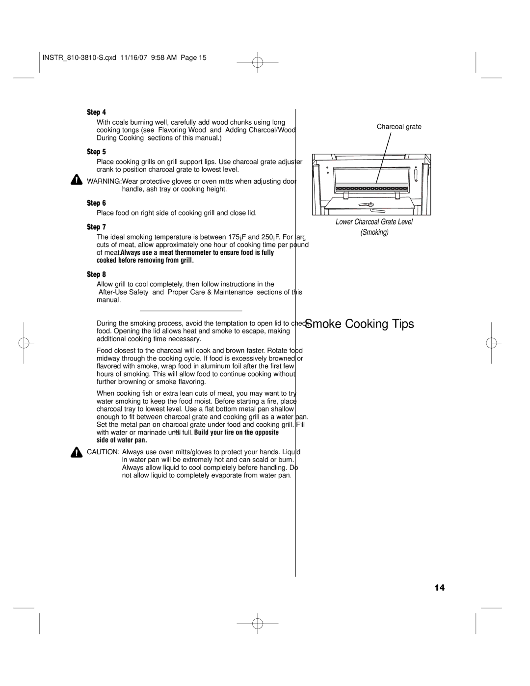 Brinkmann 810-3810-S owner manual Smoke Cooking Tips 