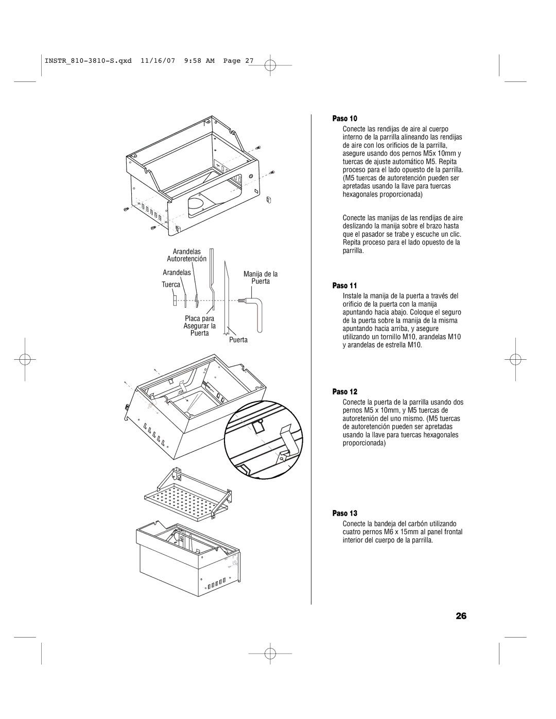 Brinkmann 810-3810-S owner manual Arandelas Autoretención 