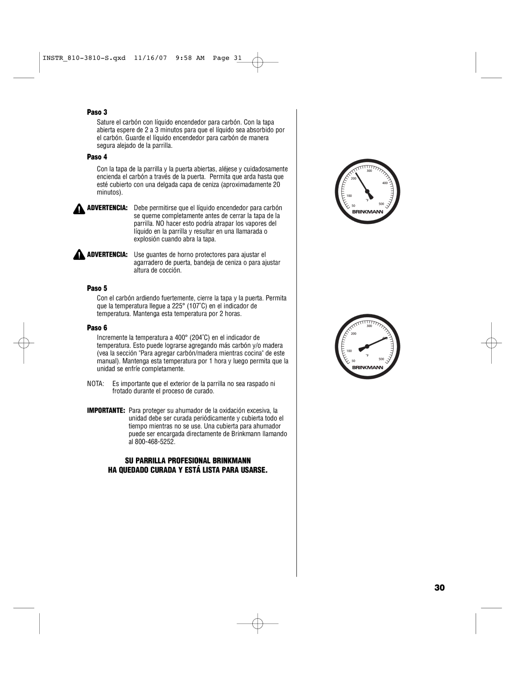 Brinkmann 810-3810-S owner manual Paso 