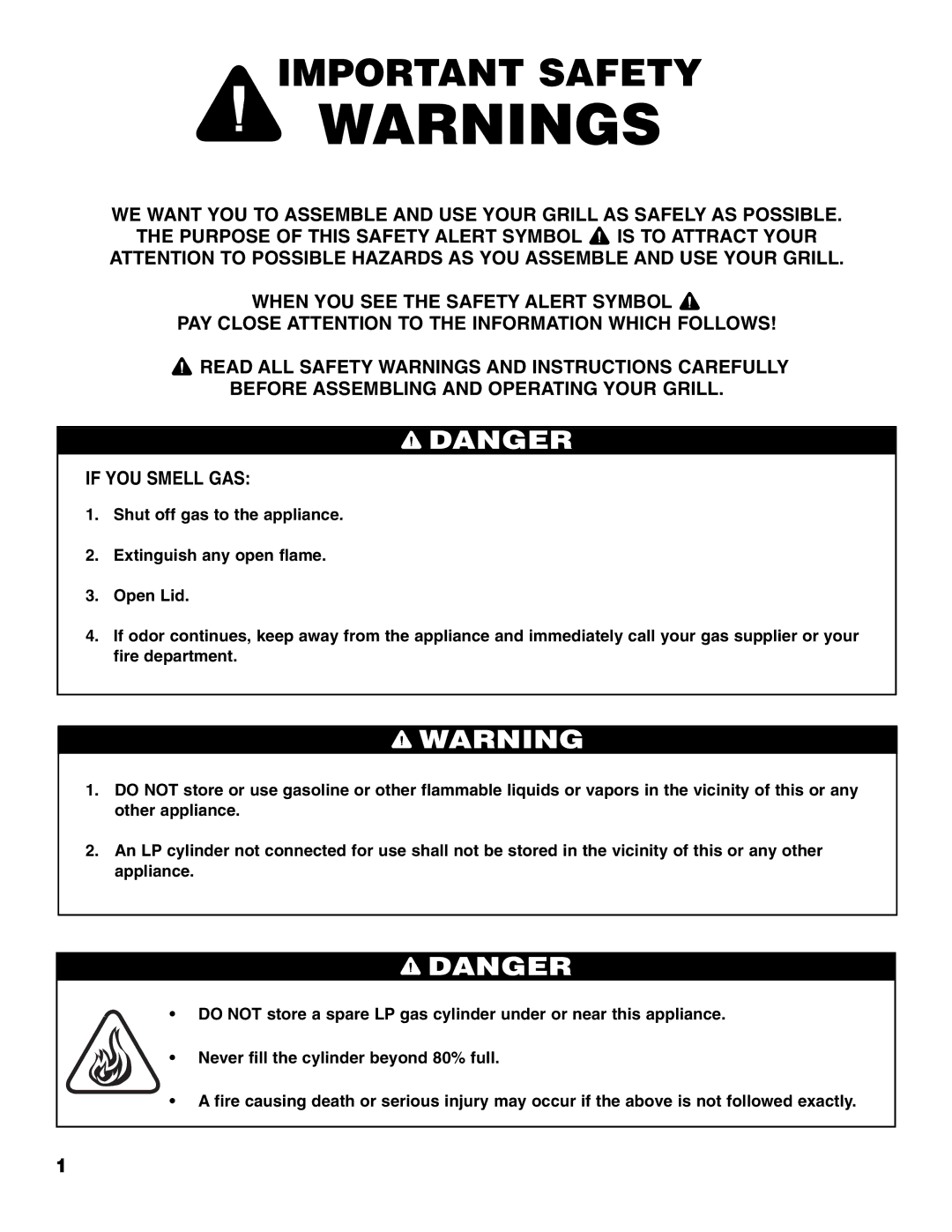 Brinkmann 810-4415-T owner manual Important Safety 