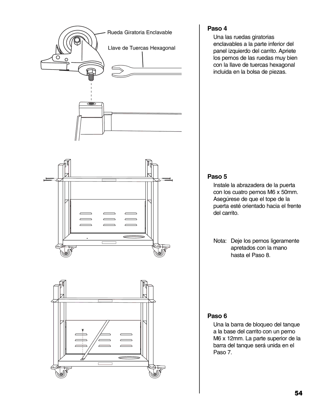 Brinkmann 810-4415-T owner manual Rueda Giratoria Enclavable Llave de Tuercas Hexagonal 