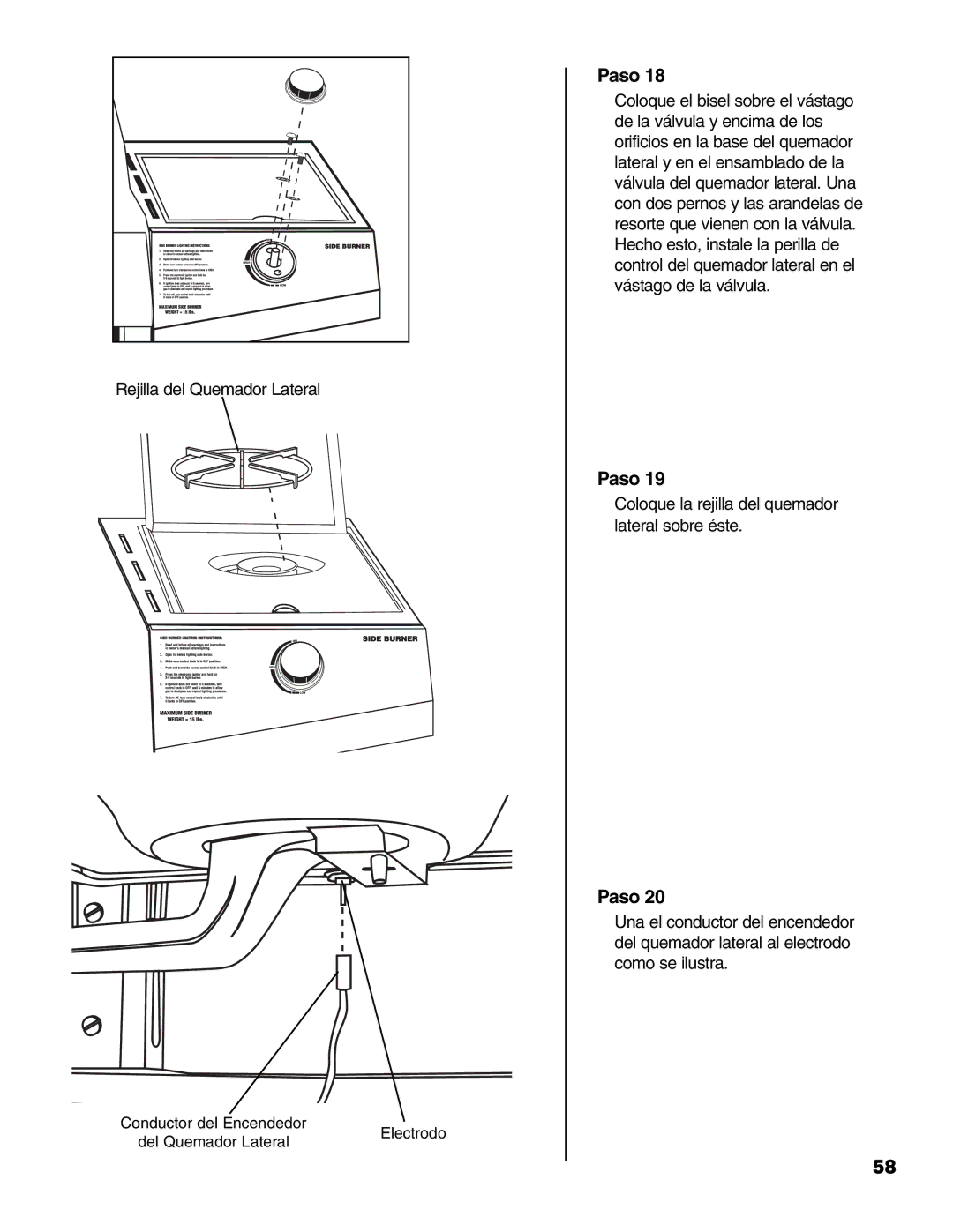 Brinkmann 810-4415-T owner manual Rejilla del Quemador Lateral 